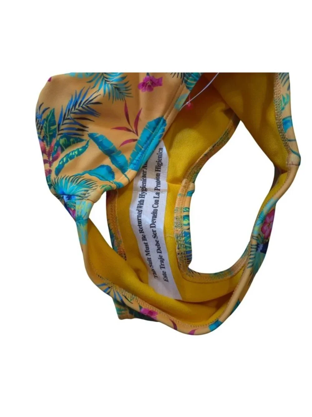 Girls XS 4/5 Floral Ruffle Bikini Set Yellow Tropical Two-Piece Swimsuit NWT.